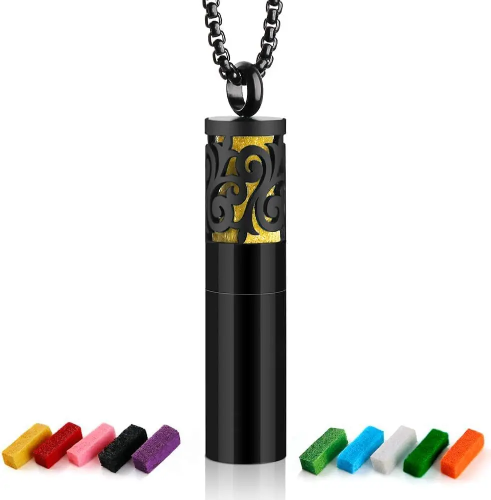 Scent Diffuser Necklace for Women & Men – 316L Stainless Steel Aromatherapy Pendant with 10 Felt Pads, Essential Oil Gift for Birthday, Anniversary, or Christmas