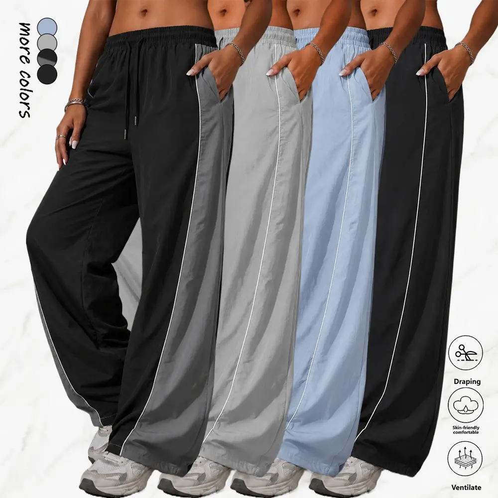 Single pack.Women’s Y2K streetwear fashion wide-leg pants with side tie design; hip-hop joggers/sweatpants with elastic waistband; harem pants; suitable for dates, dancing, work, sports, and outdoor activities.