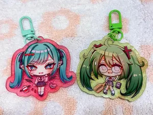 Vocaloid Miku Keychain - Cute Acrylic Cartoon Keychain, Funny Meme Character Charm for Keys, Bags, Backpack, Durable Gift for Fans & Collectors