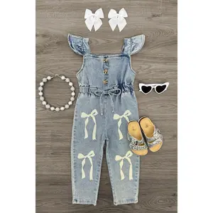 Bow Denim Jumpsuit