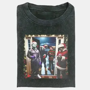 Retro Funny Christmas Horror Movies Tshirt, Vintage Holiday Shirt, Tis the Season Shirts, Halloween, Xmas Gift, Trendy Graphic Tee