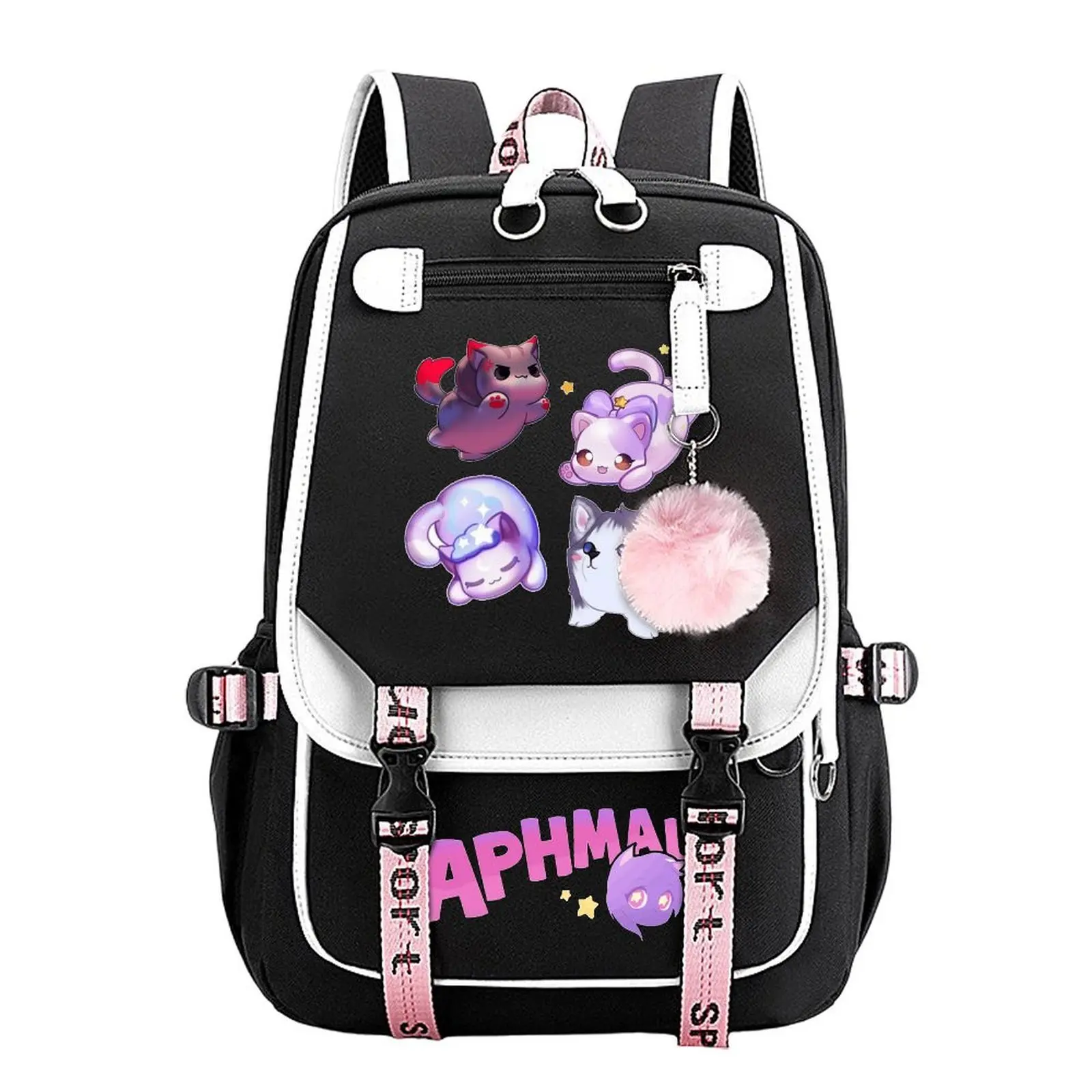 Aphmau Cats Cartoon Print Backpack for Boys & Girls, Teen Student School Bag, Large Capacity Backpack,  Water-Resistant Durable Design, Multi-Pocket Organizer, Perfect Birthday & Holiday Gift 11.4” × 18.1”