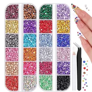 Set of 12 Color Acrylic Resin Flat Bottom Round Drills, Sparkling Candy Small Mixed DIY Jewelry Accessories, Diamond Charms, Diy Rhinestone