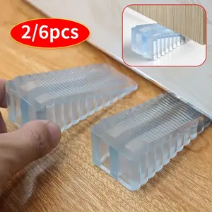2/6pcs transparent door plugs, anti-collision safety door stops, household door stopper, Fixed collision block, Door Hardware