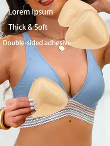 Reusable Self-Adhesive Bra Pads, Waterproof Bikini Chest Pads, Thick Invisible Push-Up Inserts, 2 Pack, Ideal for Swimming