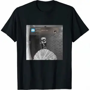Premium 100% Cotton Night Vision Motion Meme Tee | Men's Funny Doorbell Camera T-Shirt | Retro Black White Alert Graphic Crewneck Short Sleeve Shirt, Soft Comfortable Heavyweight Top