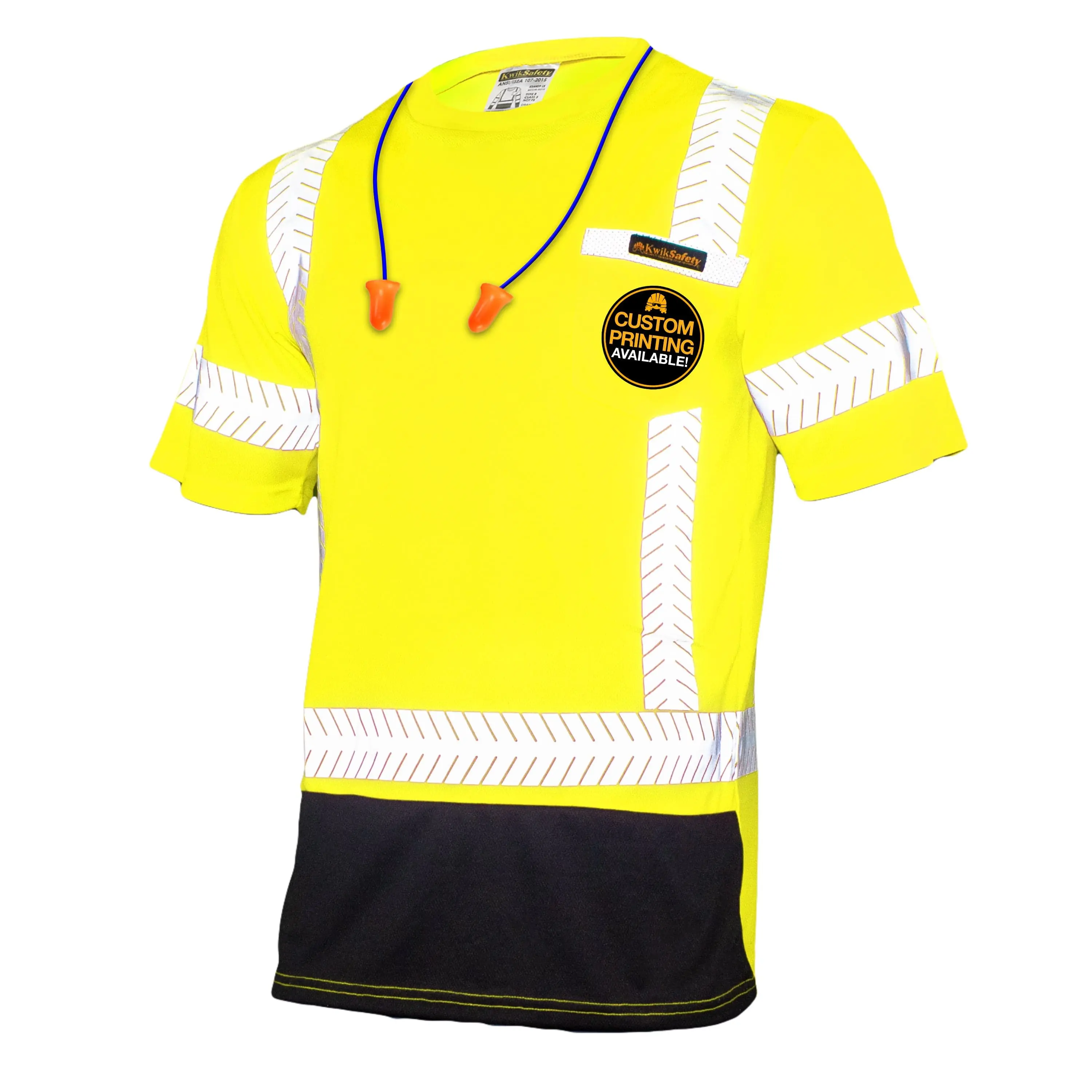 KwikSafety MECHANIC Safety Shirt Class 2 Short Sleeve Menswear ANSI OSHA Compliant Hi Vis Reflective Crewneck - Model No.: KS4409