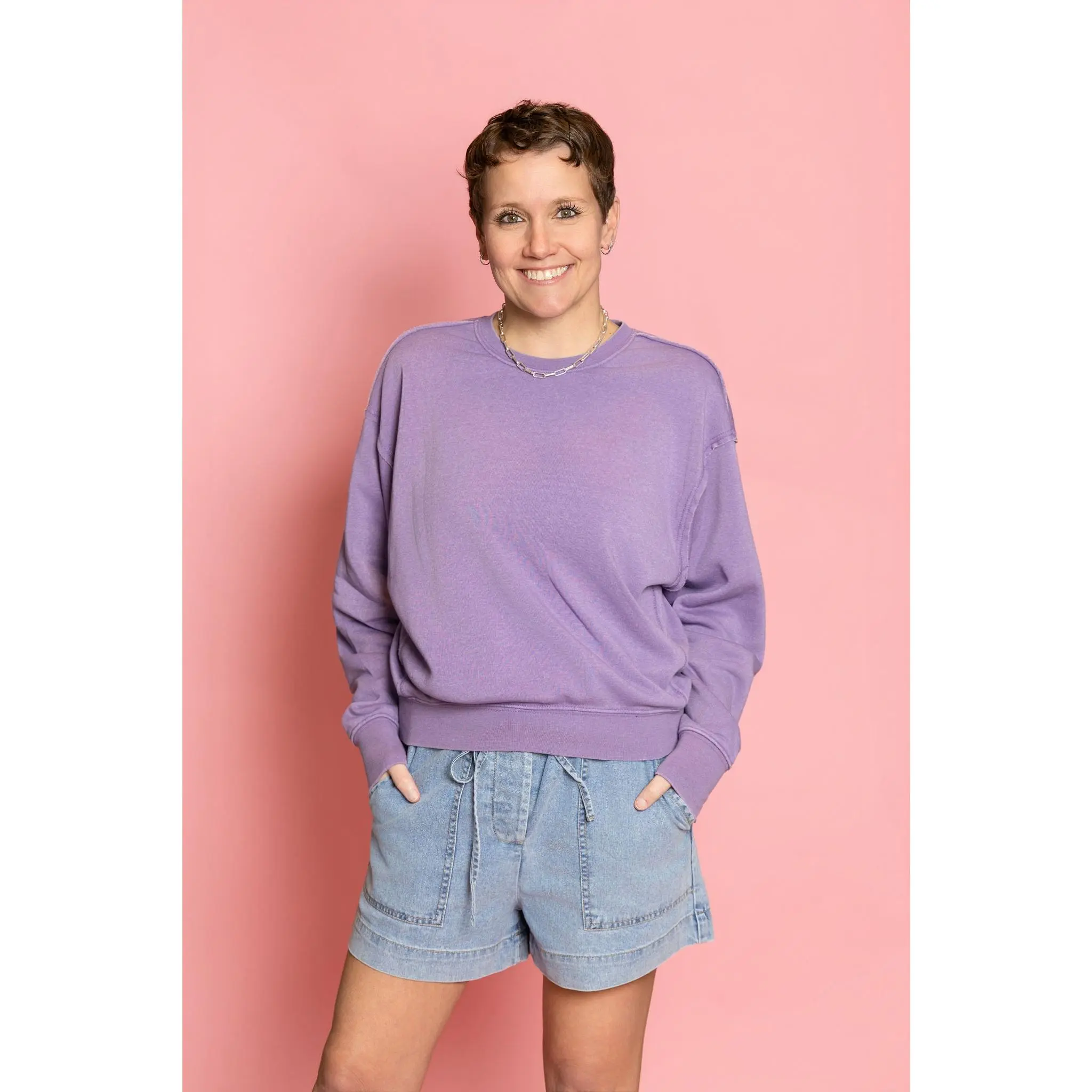 Raw Edge Detail Burnout Softest Sweatshirt