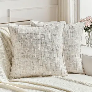 2 Piece Cushion Covers, Solid Color Modern Design, Comfortable Chenille Texture, Square Decorative Backrest Covers, Living Room Sofa, Bedroom Bed Head，No Core Included