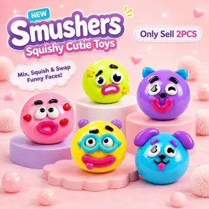 NEW Smushers Squishy Cutie Toy, Funny Face Curiosities Dog Face Swap Squishy, Soft Moldable Anxiety Stress Relief Toy, Portable Sensory Decompression Party Favors