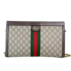 Pre-owned GUCCI Leather Crossbody Bags GG Logo Supreme Ophidia Crossbody Bag with Iconic Web Stripe and Chain Strap for Stylish Everyday Use
