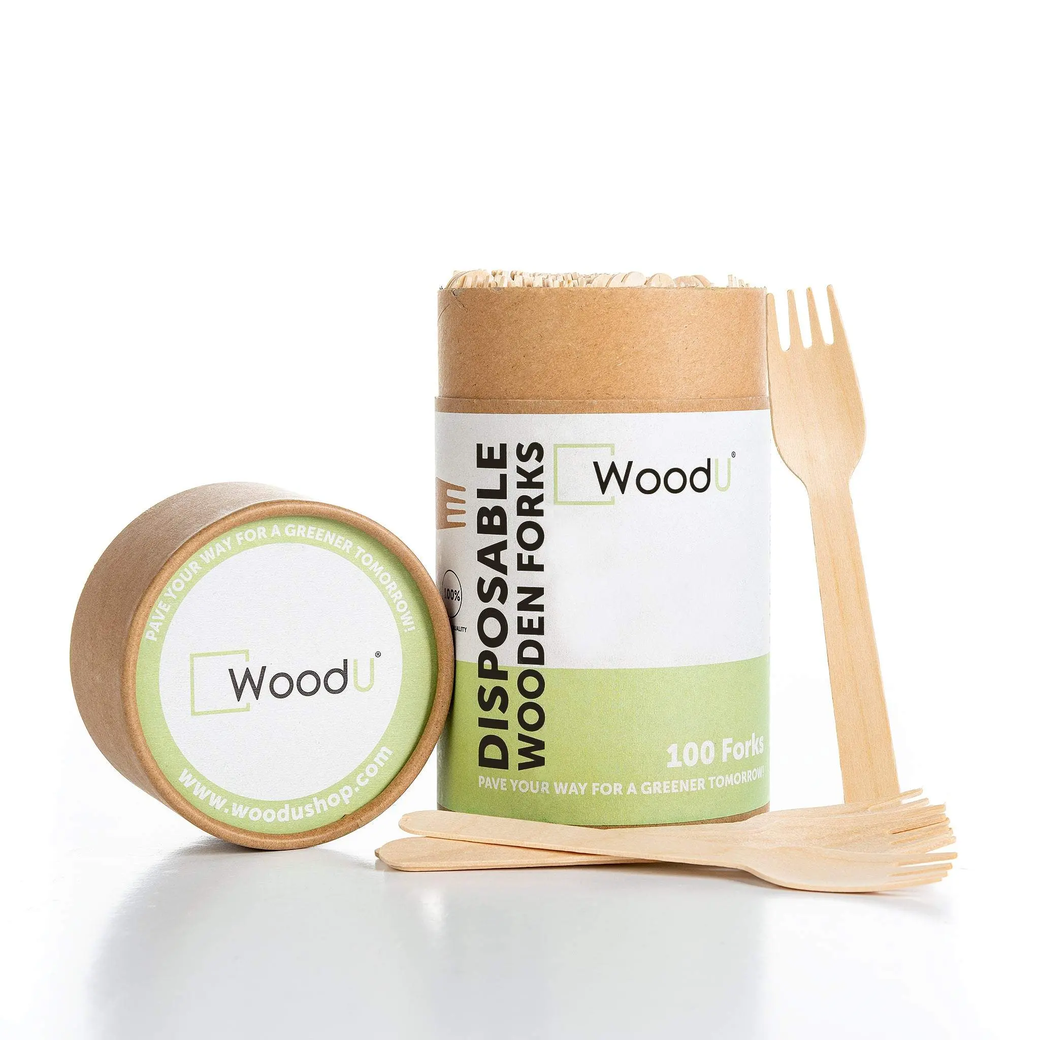 WoodU Disposable Wooden Forks 100 pcs All Natural Eco-friendly Non-toxic
