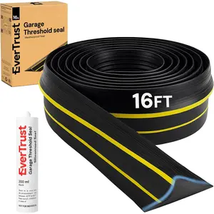 16Ft/5M Garage Threshold Seal Strip Weatherproof EPDM Rubber Strip Replacement DIY Kit with 1pc 300ml Sealant Adhesive