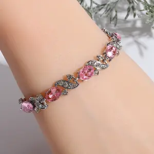 High Quality Sparkling Crystal Zircon Encrusted Tennis Bracelet for Women Girls Fashion Party Banquet Holiday Jewelry Gift