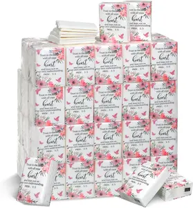 120 Pack Christian Pocket Tissues Gifts Bulk 4 Ply  Verse Travel Packs Tissue Small Size Individual Pocket Packs Religious Party Favors for Church Wedding  Travel(Elegant Style)
