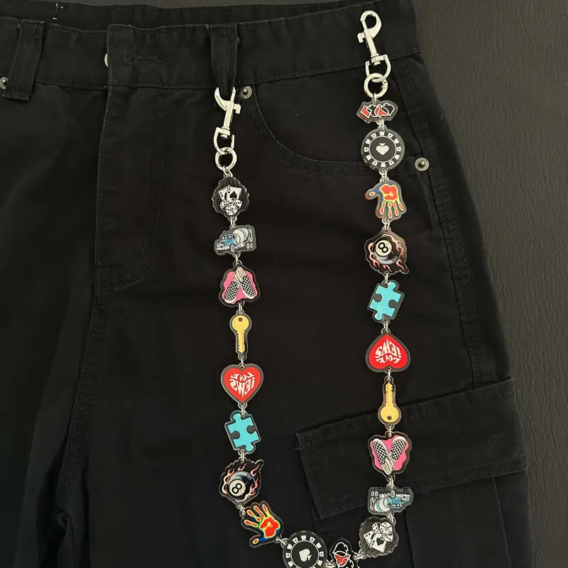 Dopamine Acrylic Multi-Element Belt Y2K High-Quality Bag Charm, Fashionable Cute Accessory, Street Style, All Seasons, Trendy Bag Charms, Bag Accessories Charms