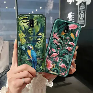 Cover Full wrap Phone Case For Samsung Galaxy J4 2018/J400F Cartoon protective Card sleeve Dirt-resistant Silicone Card slot Soft case Card bag Fashion Design Graffiti Cute TPU