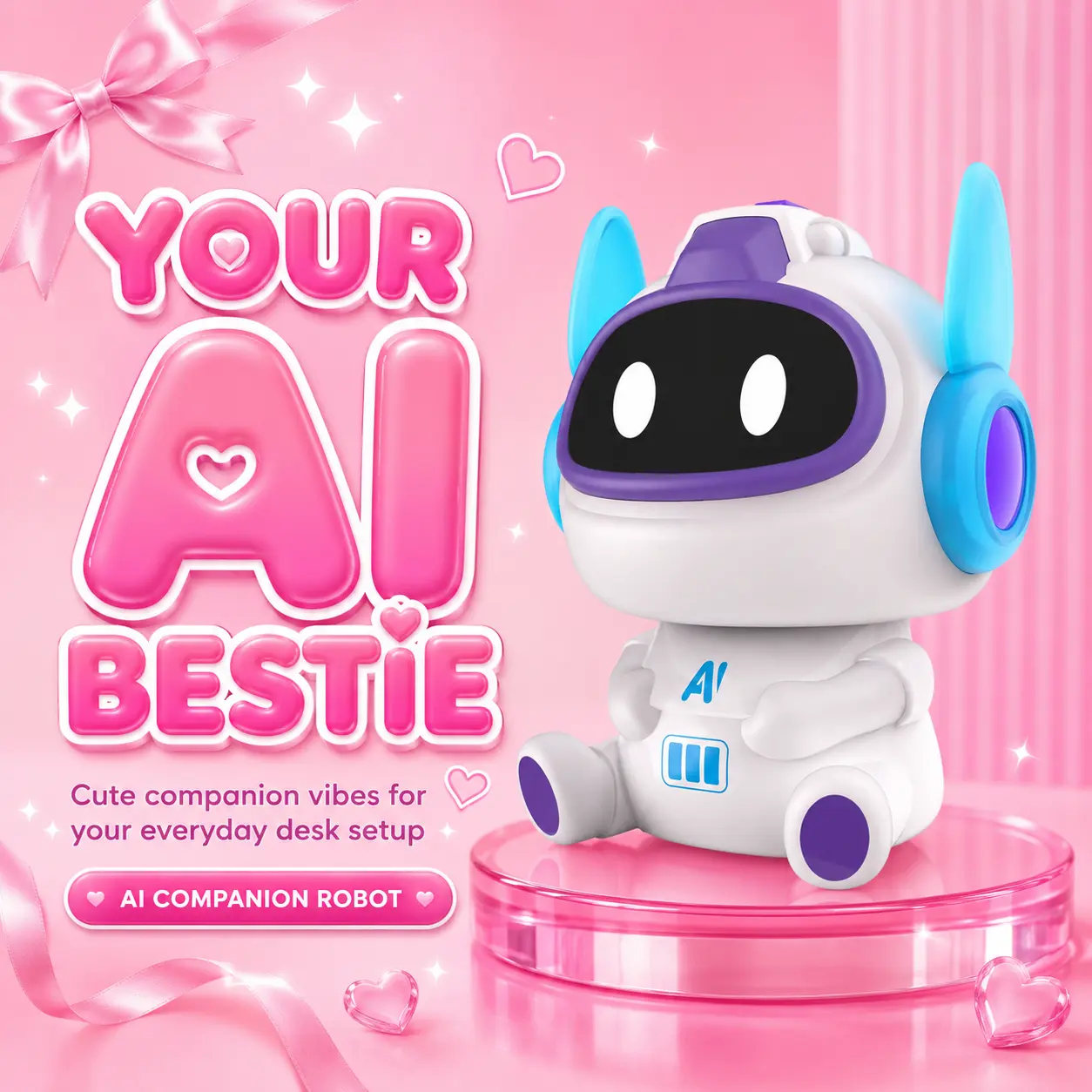 Aesthetic AI Robot Companion, Mini Desk Decor Interactive Talking Electronic Toy, Voice Control Spin & Move Robot, Birthday Gift for Daughters Smart Multi-Mode Vacuum Cleaner