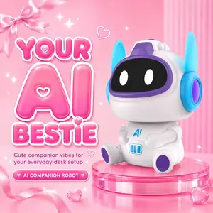 Aesthetic AI Robot Companion, Mini Desk Decor Interactive Talking Electronic Toy, Voice Control Spin & Move Robot, Birthday Gift for Daughters