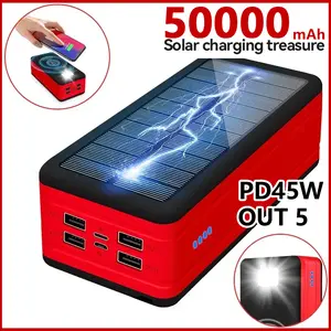All-in-One Solar Charging Power Bank, 50000mAh Ultra Large Capacity, 120W Quick Charge Outdoor Portable Charger for iPhone Samsung Huawei Xiaomi