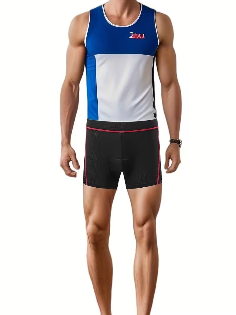 HOXEZU Male 3D Padded Compression Cycling Shorts - Opaque 4-Way Stretch Fabric, Flatlock Stitching, Ultra-Comfortable Elastic Waistband, Slim Fit, Shock Absorption, Compression Athletic Bottoms for Leg Support, Leg Muscles, Bike Riding, Mountain Biking