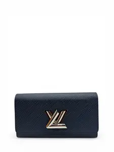 Pre-owned Louis Vuitton EPI LEATHER Small Leather Goods TWIST WALLET IN NAVY