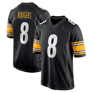 Pittsburgh Rodgers 8 Black/White/Gold Football Player Game Jerseys, Sports Stitched T-shirts Top for Men Women Youth Boys Girls