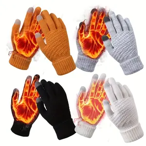 1 pair womens winter touchscreen warm thickened Heated Gloves