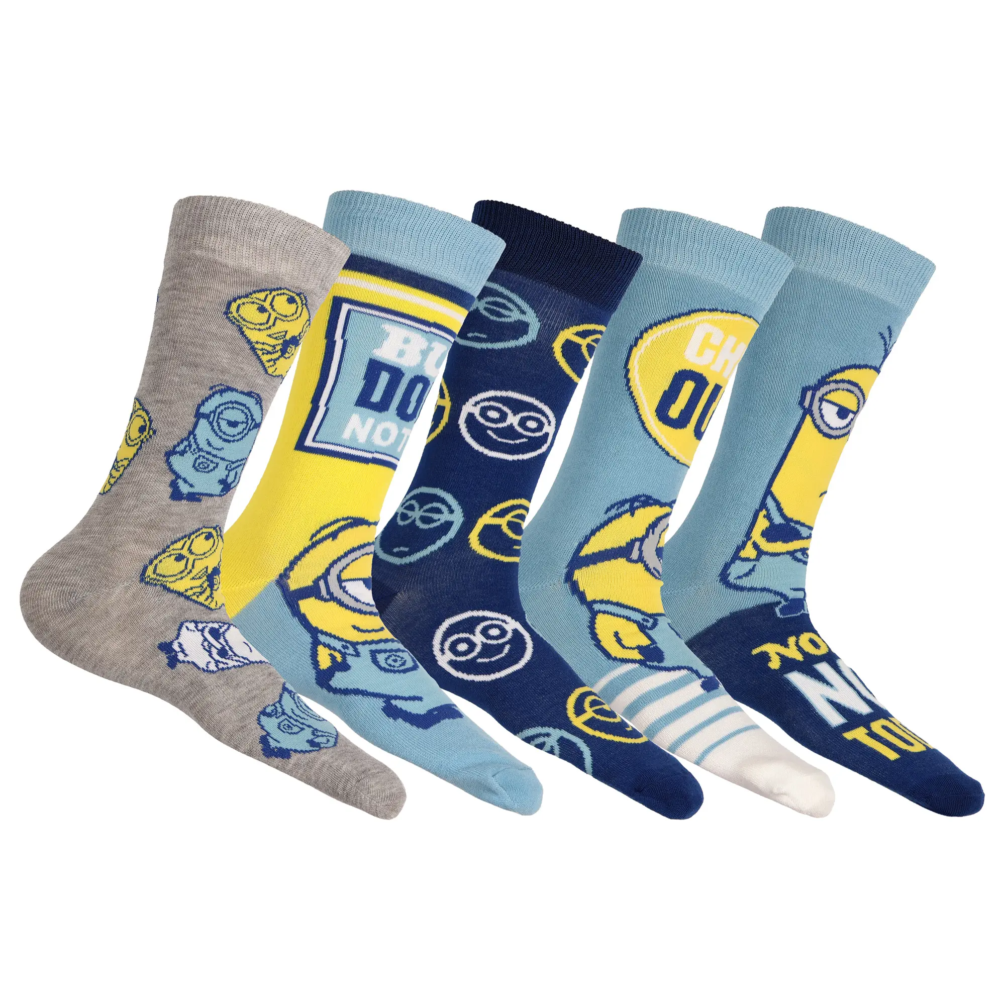 Minions Men's Crew Socks Novelty Movie-Inspired Mid-Calf, 5-Pack, Size 6-12