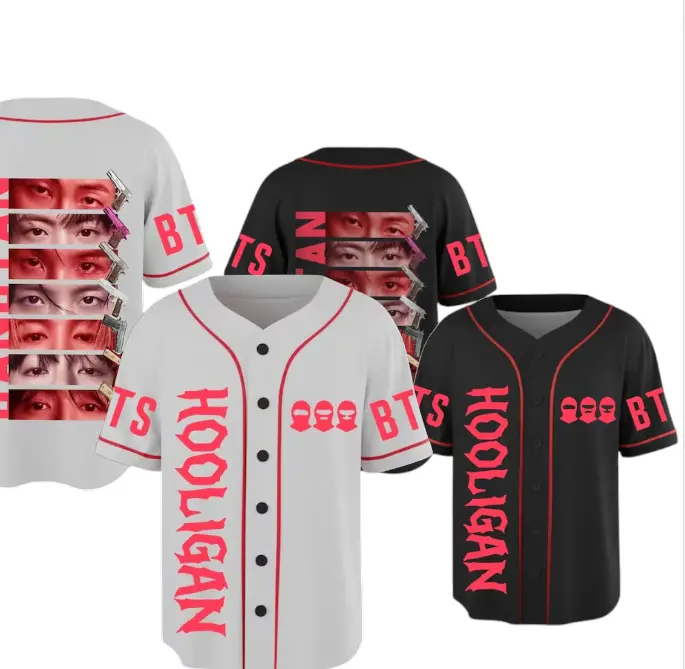 Inspired Hooligan Amy Baseball Jersey Shirt - Midnight Heart Thieves Design, Unisex Names, Short Sleeve Breathable Mesh Polyester Casual Wear, Kpop Fan Gift, Polyester Clothes, Button Closure