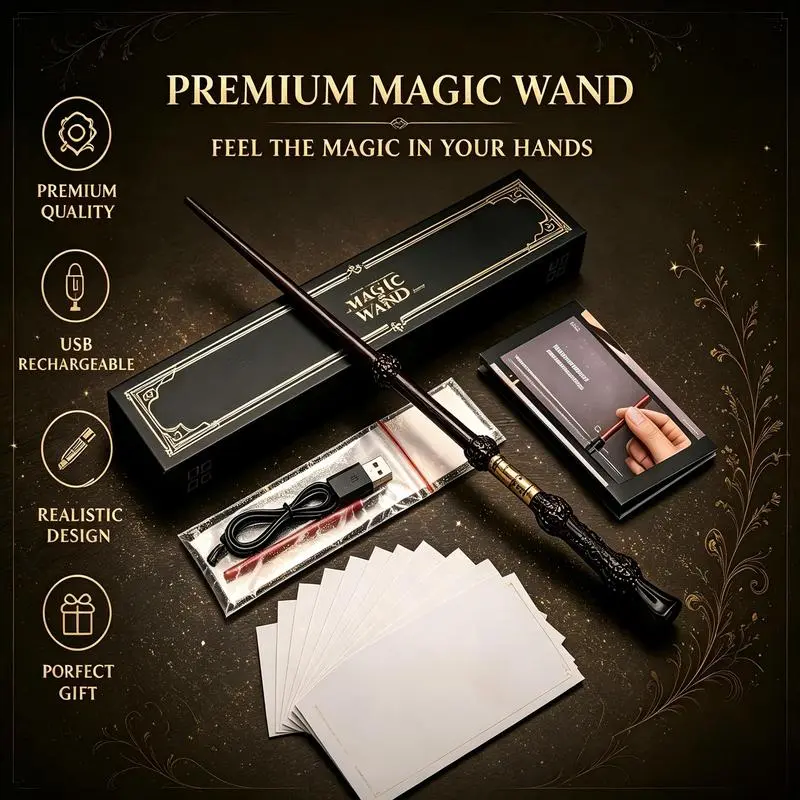 Christmas Magic Wand Toy Wizarding World Magic Wand Replica, Dumbledore Detailed Wizard Prop, Halloween Cosplay Costume Accessory, Magic Trick Performance Gadget, Ideal Birthday & Holiday Gift for Potter Fans & Wizard Enthusiasts
