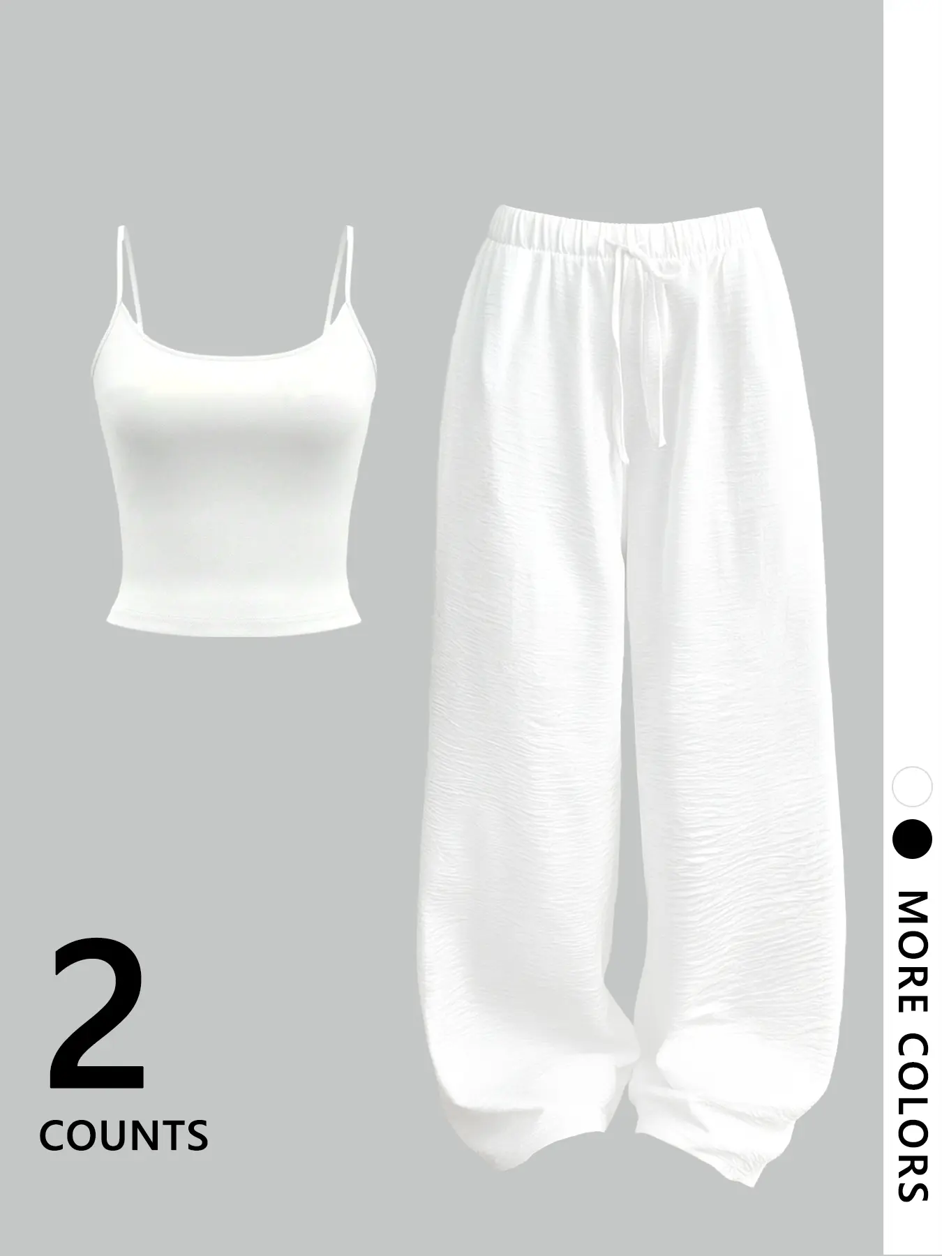 Two-Piece Set Women's Solid Crop Cami Top & Wide Leg Pants, Casual Loungewear Fashion Cozy Outfits for Daily Outdoor Wear, Women Clothes for Spring Fall, Pajama