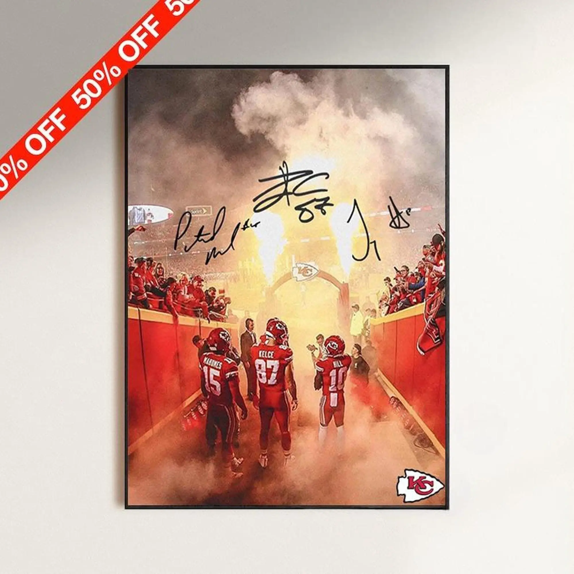 Kansas City Chiefs Mahomes Kelce Hill Signed Photo Poster Autograph Wall Art ( Unframed - Print Only )