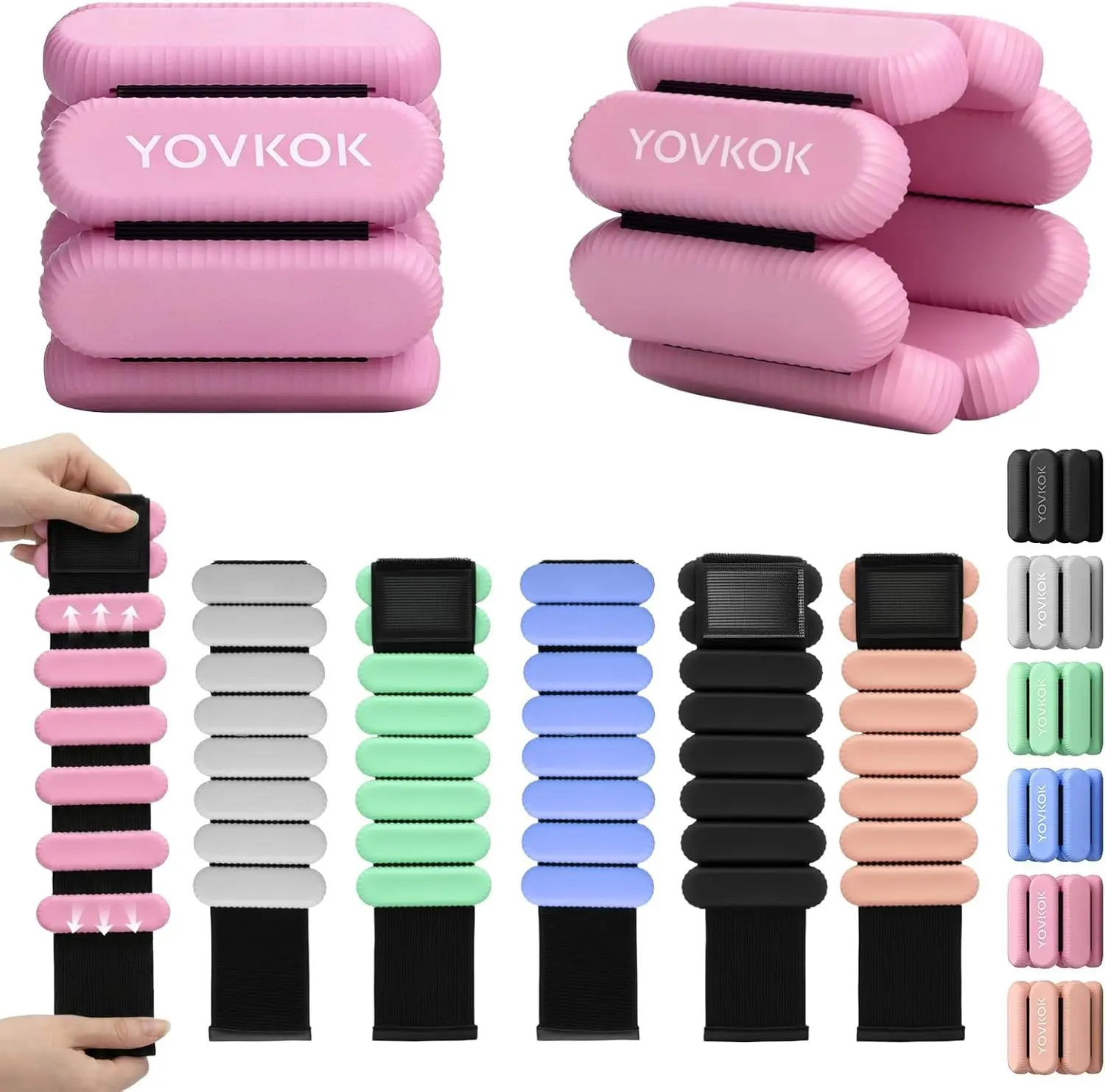 Wrist Weights, Silicone Adjustable Ankle Weights for Women Men - Strengthen Arms and Legs Ideal for for Home Gym Workout, Running, Yoga, Pilates, Barre, Exercise, Strength Training