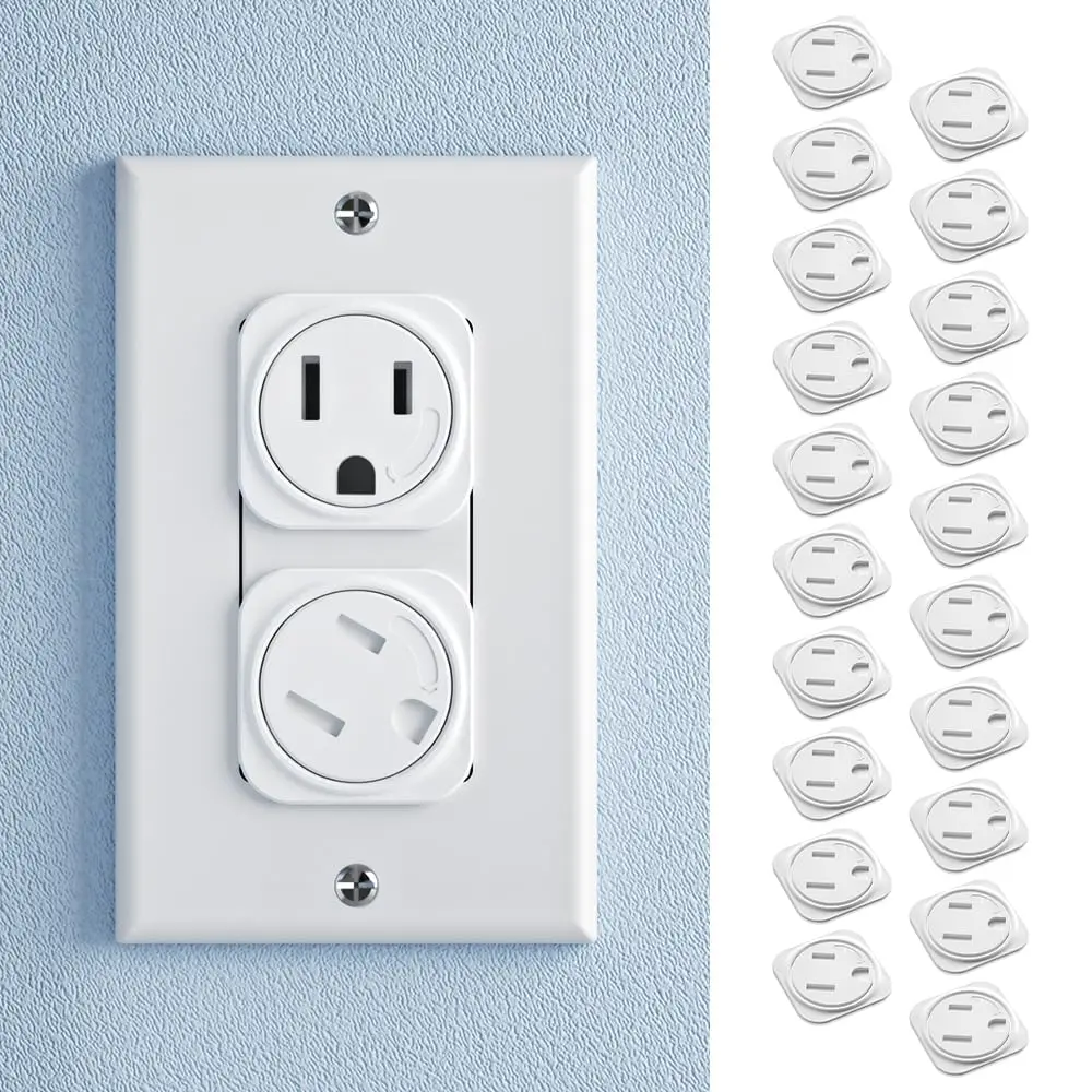 20 Pcs Electrical Safety Plug Socket Covers US, Child Baby Safety Plug Socket Covers for Sockets, Protection Against Electric Shock for Children (White)