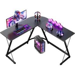 Coleshome Gaming Table 120x120 cm Gaming desk L Shape Stable Carbon Fiber Black