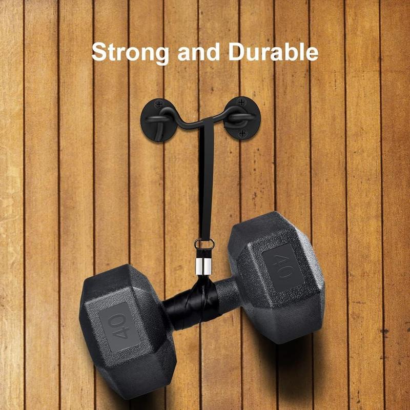 Barn Door Lock Gate Latch - 2 Pack 4 Inch Black Hook and Eye Latch Heavy Duty Screen Latches Hardware Stainless Steel Gate Lock Cabin Hooks for Sliding Door Bedroom Outdoor Window Cabinet Bathroom (Black)