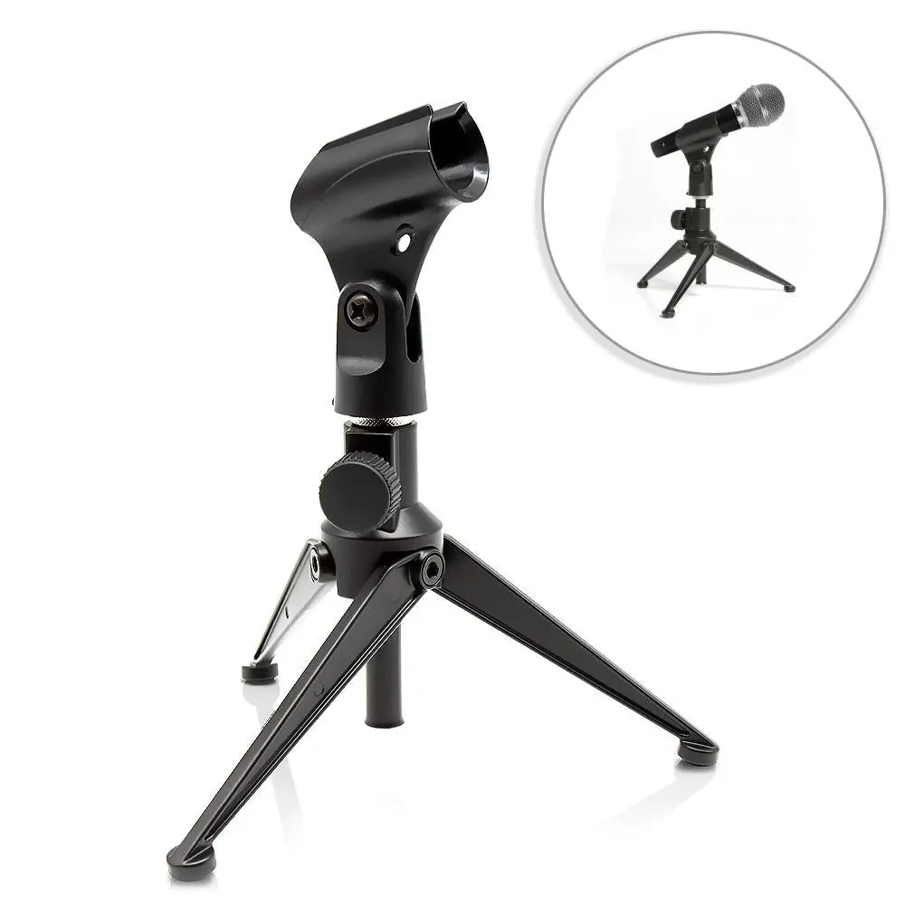 Desktop Microphone Stand with Adjustable Height | Steel Desk Tripod with Mic Holder & Universal Clip - Lightweight & Portable Design for Podcasting, Streaming, Recording & Video Calls