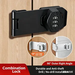 Metal Password Lock, Keyless Security Zinc Alloy Sturdy Lock for Wooden Doors, Cabinets, Garage, Barn, Window, No Drilling Required