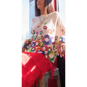 Daria Batwing Sweater with Retro Bubbles Print