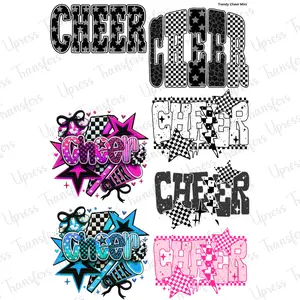 Checkered Cheer Mini DTF Transfer Gang Sheet 24.5" Wide x 36" Long Direct To Film Trendy Vibrant Designs for Stylish Wardrobe