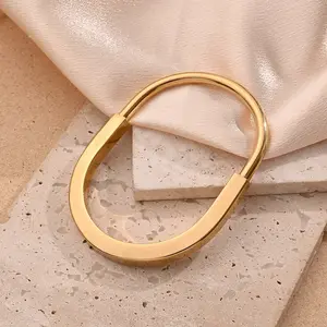 The MiNiT Shop | Capsule Bangle - Casual Vacation Modern Style Oval 304 Stainless Steel 18K Gold Plated