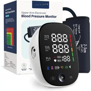 Upper Arm Electronic Blood Pressure Monitor, Adjustable Wide Range Cuff 8.5''-16.5'', Blood Pressure Monitor for Home Travel Use, Large LED Digital Display with 2*120 Memory