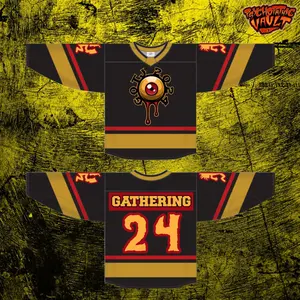 Black Gathering Eyeball Gold Trim Hockey Jersey, All Over Print Hockey Shirt for Men and Women, Gift for ICP Juggalo Fan .