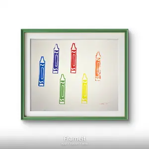 Colorful Crayons Linocut Print By Alannah Dyer- Acrylic 8x10 in. Beautiful