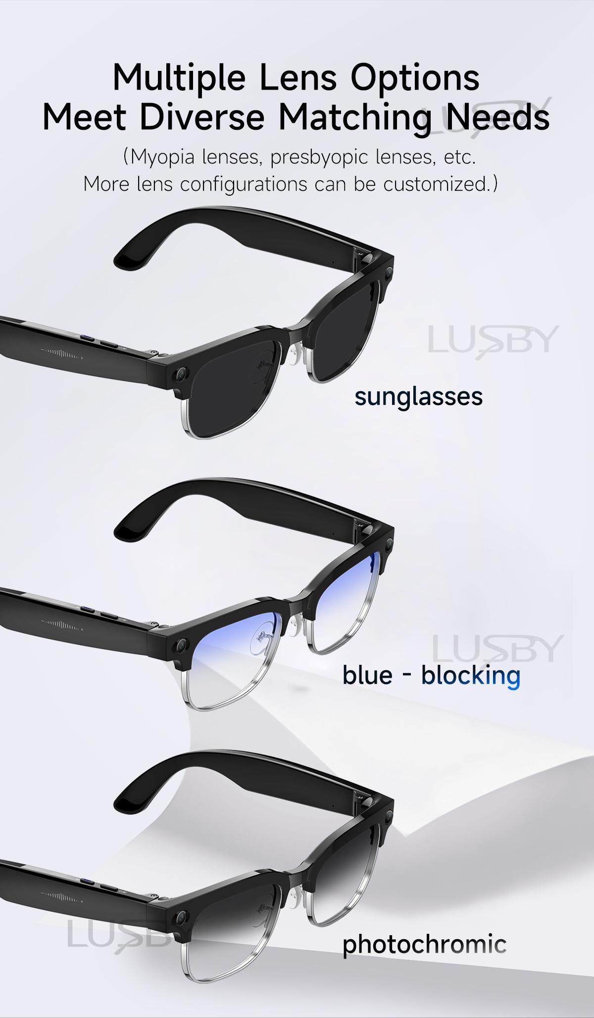LUSBY Smart AI Camera Glasses with 8MP Photochromic Lenses ,Button Touch Adjustment for Travel Outdoor Adventures Hands-Free Photography 160+Languages Real-Time Translation Bluetooth Wireless Wearable Video Recording UV Protection ,Easter gift LUSBY Smart AI Camera Glasses with 8MP Photochromic Lenses ,Button Touch Adjustment for Travel Outdoor Adventures Hands-Free Photography 160+Languages Real-Time Translation Bluetooth Wireless Wearable Video Recording UV Protection ,Easter gift