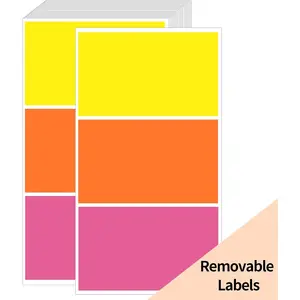 Removable Colored Labels Stickers, 3X5 Inch Removable Large Label Stickers for Moving Boxes and Storage Bins- -  Resistant (Multicolor