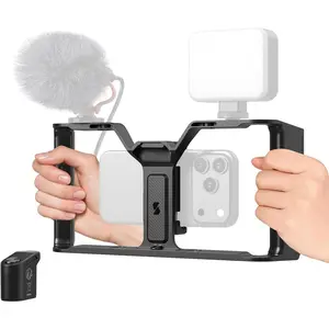IG-02  Control Universal Phone Cage for Short Video Starters, Dual Handgrip Smartphone Video Rig with Cold Shoe Mount, for  17 16 & Android, for Creators Vlogging-5356
