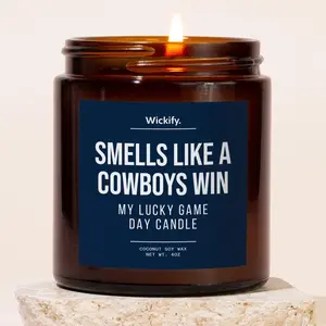 Smells Like A Cowboys Win, Lucky Game Day Candle, Cowboys Football Candle, Cowboys Fans Gift, Game Day Decor, Sport Themed Candle, Cleveland Victory Candle