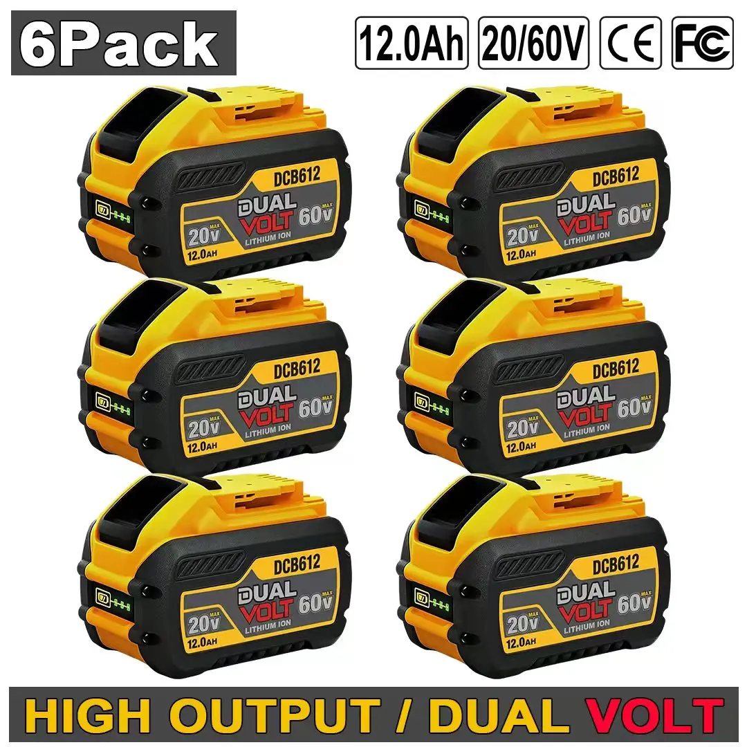 12.0Ah DCB612 Replacement For DeWalt 20V/60V MAX Battery Compatible With DeWalt Flex-Volt DCB609 DCB612 DCB606-2 DCB609-2 Compatible With DeWalt 20V/6oV/ Cordless Power Tools, Batteries, Automatic Voltage Adjustment, Lithium Ion